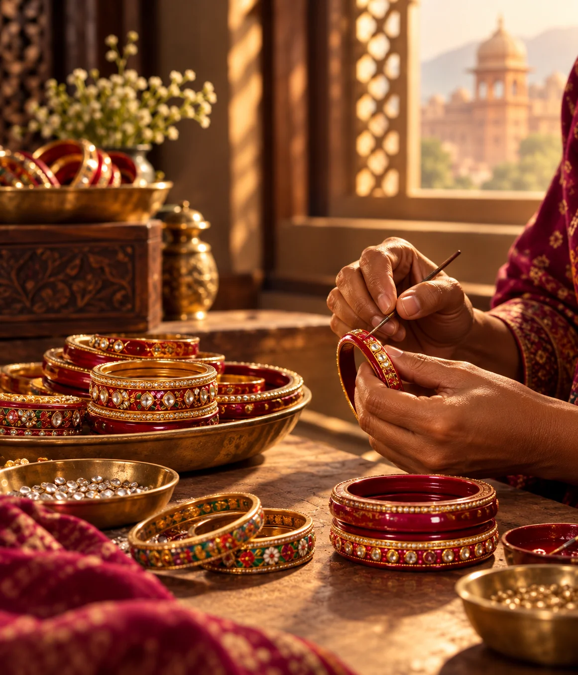 Artisan crafting a bangle in Jaipur